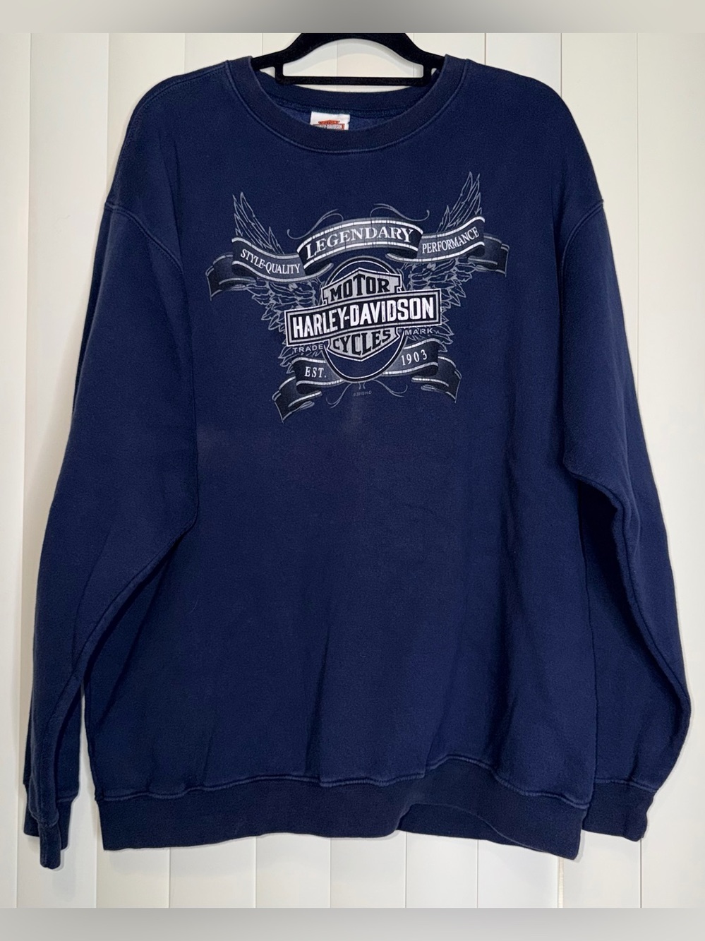 Harley Davidson Men’s Sweatshirt Navy Blue Alamo City San Antonio, Texas Sz XL